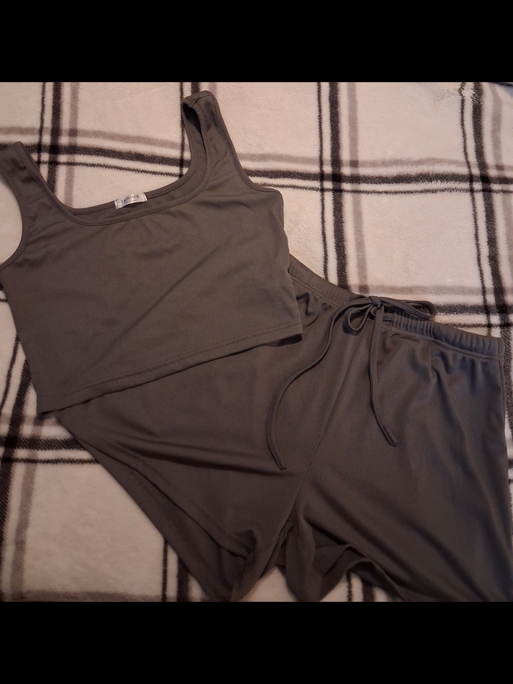 Women’s Ribbed 4 Peice Pajama Set - Olive